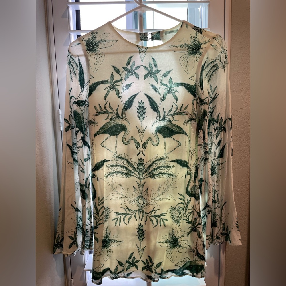 XS - White with green tropical print